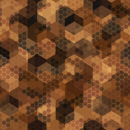 Hexagonal desert camouflage seamless pattern vector stock illustration