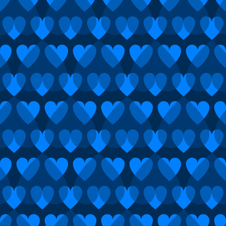 Mosaic blue heart pattern. Decorative Vector texture for Valentines Day