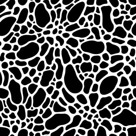 Seamless pattern with abstract spots. Monochrome Neurography shapes textureのイラスト素材