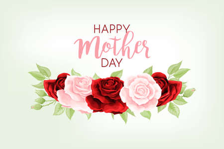 Mothers day buds of red and pink roses on smoothed light backgroundのイラスト素材
