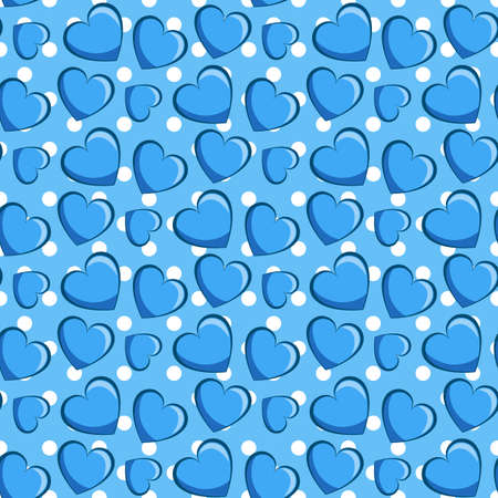 Blue hearts seamless pattern. Vector illustration seamless pattern. Flat designのイラスト素材