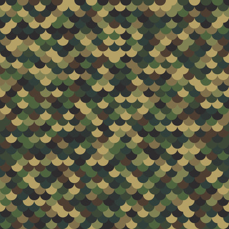 Abstract brown and green halftones fish scale surface. Colored marine textureのイラスト素材