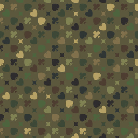 Vector playing cards suits seamless patterns. Backgrounds card suitsのイラスト素材