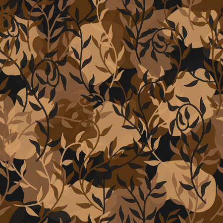 Liana spreads brown leaves creeper seamless pattern background vectorのイラスト素材