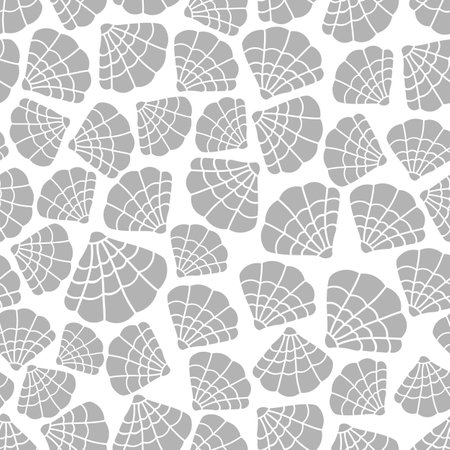 Vector seamless pattern illustration with seashells graphic symbols.のイラスト素材