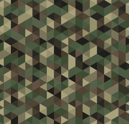Abstract green, beige and tan camo background. Vector polygonal designのイラスト素材