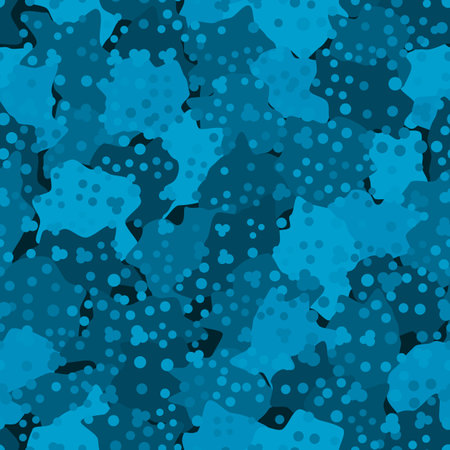 Vector Denim Blue Seamless Pattern. Spotted and Dotted Jeans Print.のイラスト素材