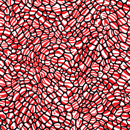 Red, black and white colored zebra and leopard fur pattern vector design.のイラスト素材