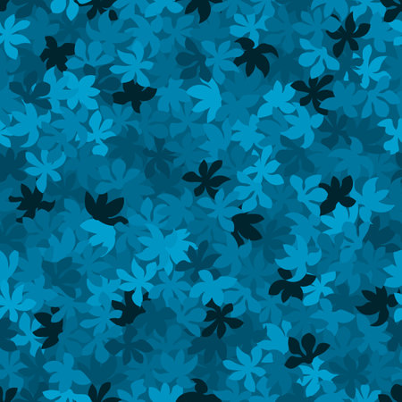 Vector seamless pattern with maple leaves. Denim blue repeating patternのイラスト素材