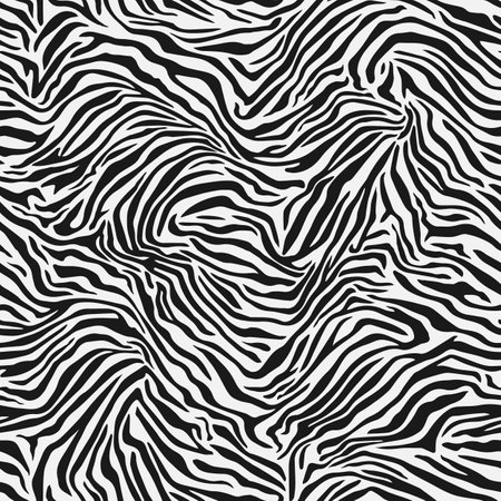 Seamless vector black and white zebra fur pattern. Stylish wild zebra print.のイラスト素材