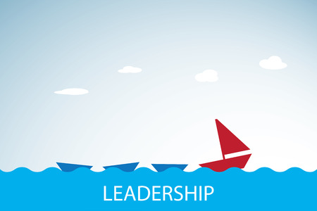 red boat leads blue boats, leadership and business conceptのイラスト素材