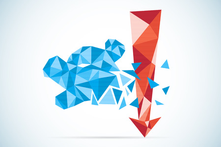 polygonal bear symbol with red arrow, stock market and business conceptのイラスト素材