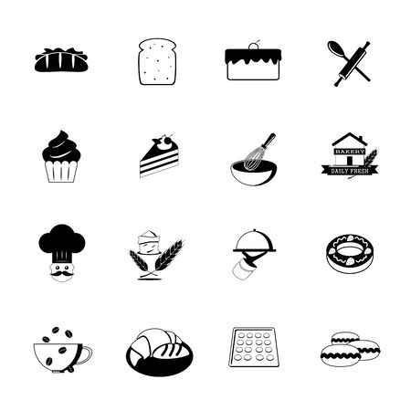 Bakery Icons, Blackのイラスト素材
