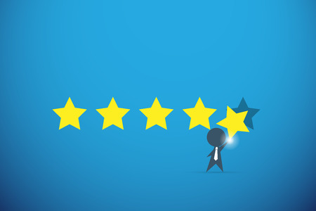 businessman holding gold star for rating, quality and business conceptのイラスト素材