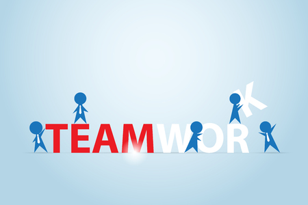 businessmen assembling the teamwork word, business conceptのイラスト素材