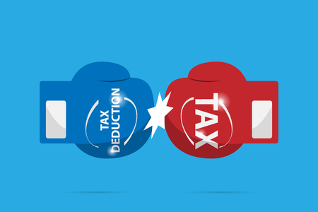 Fighting of blue and red boxing gloves, tax and business conceptのイラスト素材