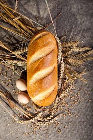 bread with eggsの写真素材