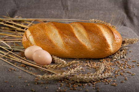 bread with eggsの写真素材