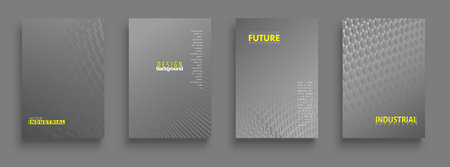 Minimal covers design. Metallic set. Idustrial geometric patterns.   vector.のイラスト素材