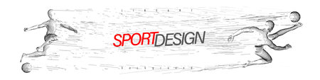 A set of football, soccer players drawing by lines with text. Creative sport concept. Art vector graphic for brochures, flyers, presentations, print, webのイラスト素材