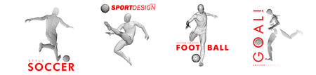 A set of fotball, soccer players drawing by lines with text. Creative sport concept. Art vector graphic for brochures, flyers, presentations, print, webのイラスト素材