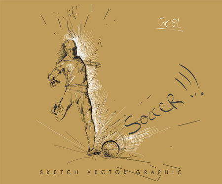 Football concept. Sketch draw soccer player. Vector illustration. Graphic concept soccer. Vector templateのイラスト素材