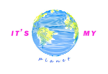 Earth concept. Vector drawn by color lines. Creative line-art vector. Template brochures, flyers, presentations,print, leaflet banners iconのイラスト素材