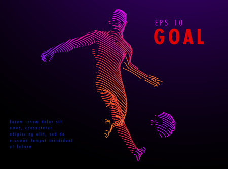 Football concept. Vector drawn by lines. Soccer art. Creative line-art set. Vector template brochures, flyers, presentations,  printのイラスト素材