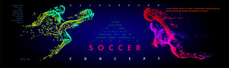 Football concept. Vector drawn by lines. Soccer art. Creative line-art set. Vector template brochures, flyers, presentations, printのイラスト素材