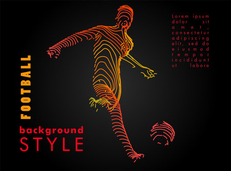 Football concept. Vector drawn by lines. Soccer art. Creative line-art set. Vector template brochures, flyers, presentations,  printのイラスト素材