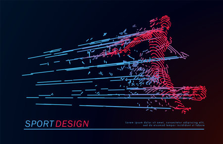 Football concept. Vector drawn by lines. Soccer art. Creative line-art set. Vector template brochures, flyers, presentations, printのイラスト素材