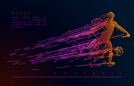 Football concept. Vector drawn by lines. Soccer art. Creative line-art set. Vector template brochures, flyers, presentations,  printのイラスト素材