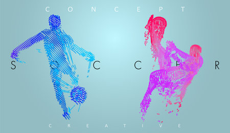 Football concept. Vector drawn by lines. Soccer art. Creative line-art set. Vector template brochures, flyers, presentations,  printのイラスト素材