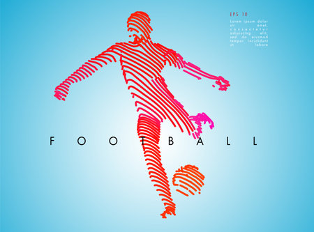 Football concept. Vector drawn by lines. Soccer art. Creative line-art set. Vector template brochures, flyers, presentations,  printのイラスト素材