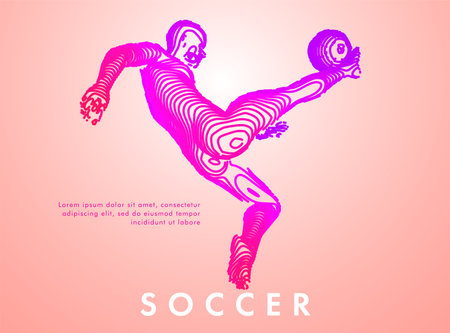 Football concept. Vector drawn by lines. Soccer art. Creative line-art set. Vector template brochures, flyers, presentations, printのイラスト素材