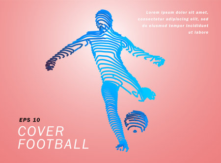 Football concept. Vector drawn by lines. Soccer art. Creative line-art set. Vector template brochures, flyers, presentations,  printのイラスト素材
