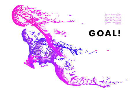 Football concept. Vector drawn by lines. Soccer art. Creative line-art set. Vector template brochures, flyers, presentations, printのイラスト素材