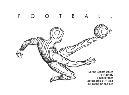 Football concept. Vector drawn by lines. Soccer art. Creative line-art set. Vector template brochures, flyers, presentations,  printのイラスト素材