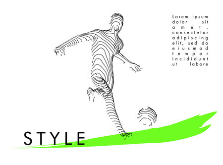 Football concept. Vector drawn by lines. Soccer art. Creative line-art set. Vector template brochures, flyers, presentations,  printのイラスト素材