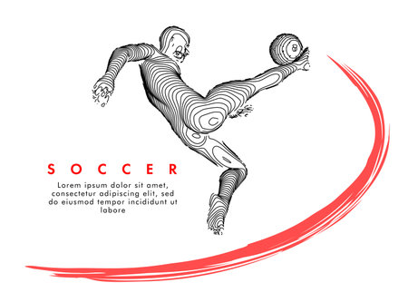 Football concept. Vector drawn by lines. Soccer art. Creative line-art set. Vector template brochures, flyers, presentations,  printのイラスト素材