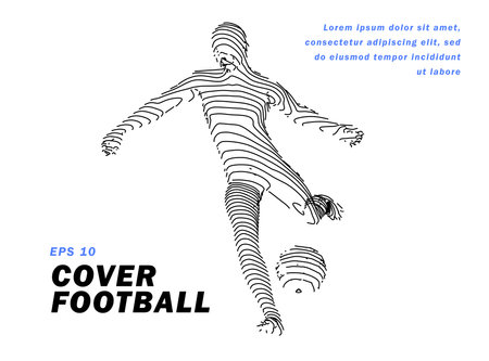 Football concept. Vector drawn by lines. Soccer art. Creative line-art set. Vector template brochures, flyers, presentations,  printのイラスト素材