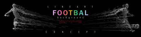 Football concept. Vector drawn by lines. Soccer art. Creative line-art set. Vector template brochures, flyers, presentations, printのイラスト素材