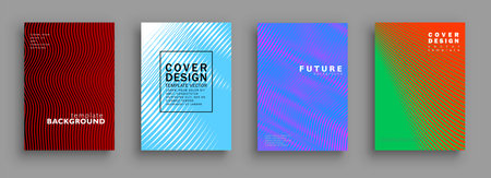 Covers design. Colorful halftone gradients. Background abstract patterns. Vector template brochures, flyers, presentations, leaflet, magazine a4 sizeのイラスト素材