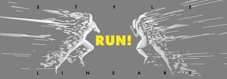 Art concept of a running man. Minimal cover design. Creative line-art set. Vector template brochures, flyers, presentations, print, leaflet, banners.のイラスト素材