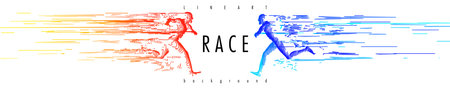 Art concept of a running man. Minimal cover design. Creative line-art set. Vector template brochures, flyers, presentations,  print, leaflet, banners.のイラスト素材