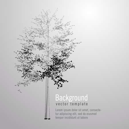 Wireframe mesh image of tree. Low poly background. Composed of polygon. Illustration consists of lines, dots and shapes. Wireframe connection structure. Eco vector.のイラスト素材