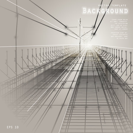 Background image. Road in perspective. Render low-poly mesh energy vector.のイラスト素材