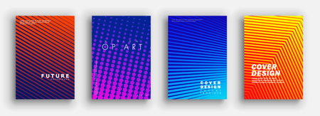 Minimal covers design. Colorful halftone gradients. Future geometric patterns. Vector template brochures, flyers, presentations, leaflet, magazine a4 sizeのイラスト素材
