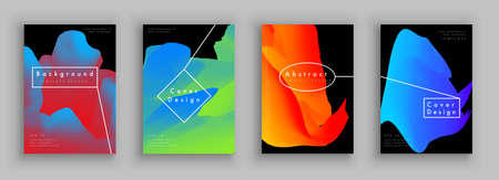 Modern abstract covers set. Cool gradient shapes composition. Futuristic design.のイラスト素材