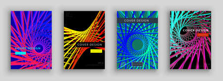 Colorful futuristic cover set. Industrial color composition. Dynamic forms. Futuristic design posters.のイラスト素材